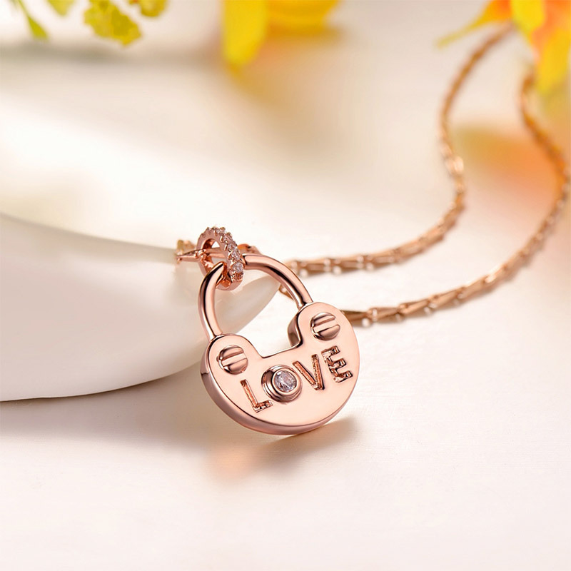 Sterling Silver Love Lock Pendant Necklace