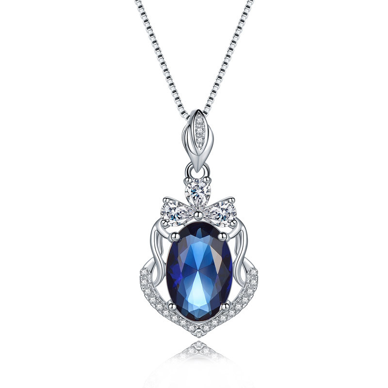 Sterling Silver Blue Jade Pendant Necklace