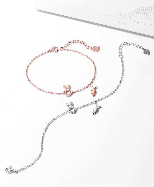S925 Sterling Silver Female Rabbit Bracelet