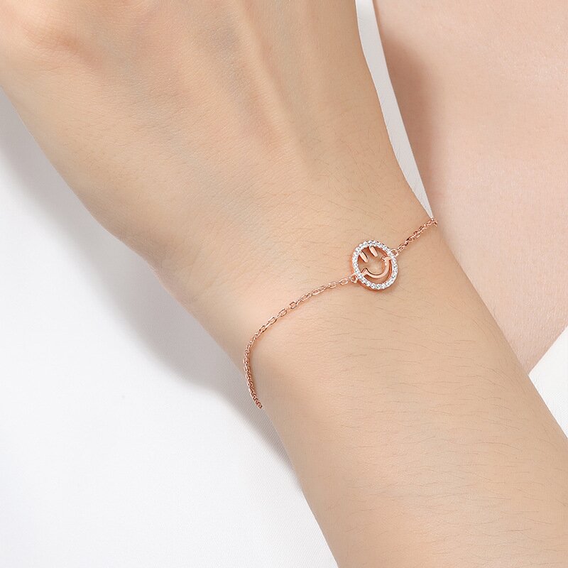 S925 Sterling Silver Smiley Face Women's Bracelet