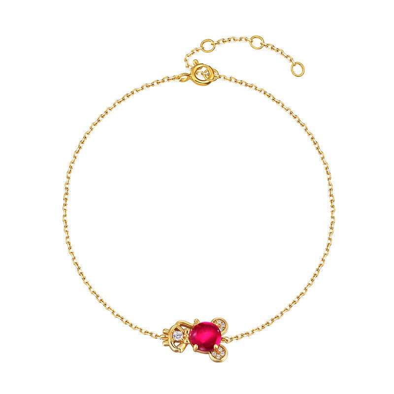 S925 Sterling Silver Korean Mouse Red Corundum Bracelet