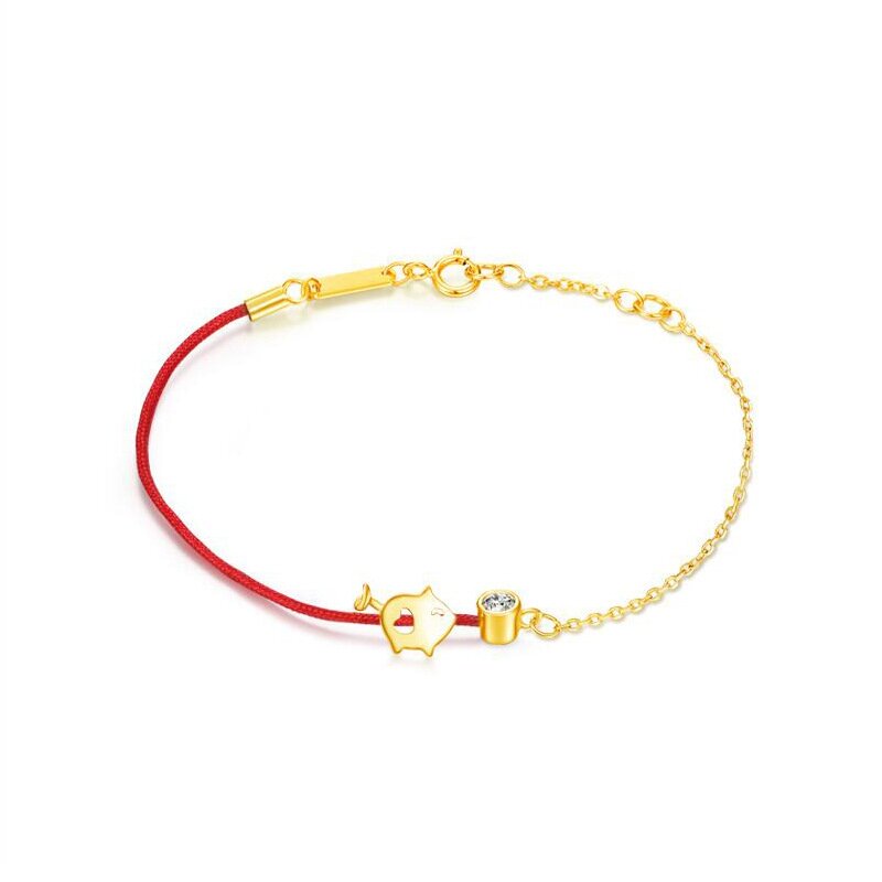 S925 Sterling Silver Pig Zodiac Red Rope Bracelet