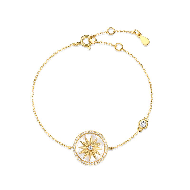 S925 Sterling Silver Octagonal Star Shell Bracelet