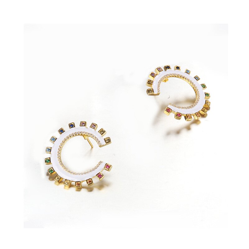 Fashion Rainbow Zircon Enamel Earrings