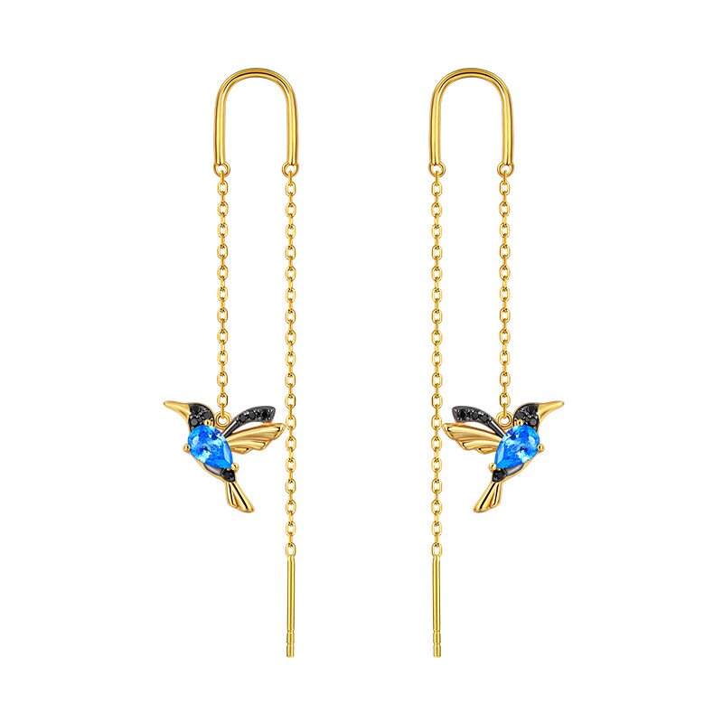 925 Sterling Silver Swallow K-Gold Plated Earrings