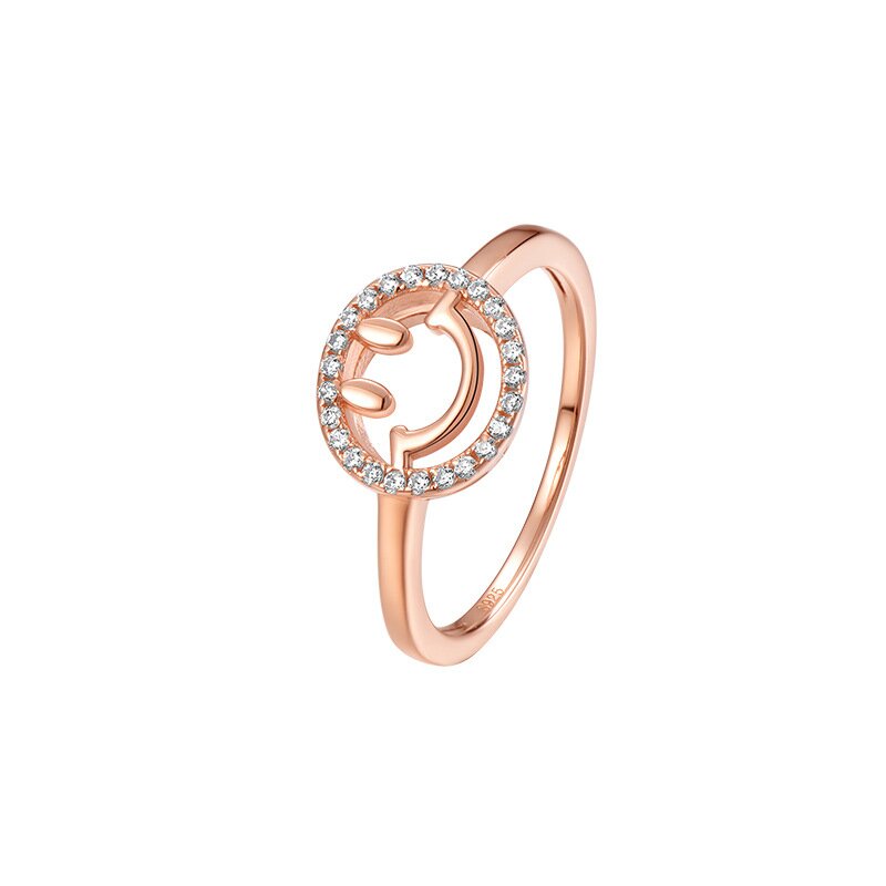 S925 Sterling Silver Smiley Zircon Ring