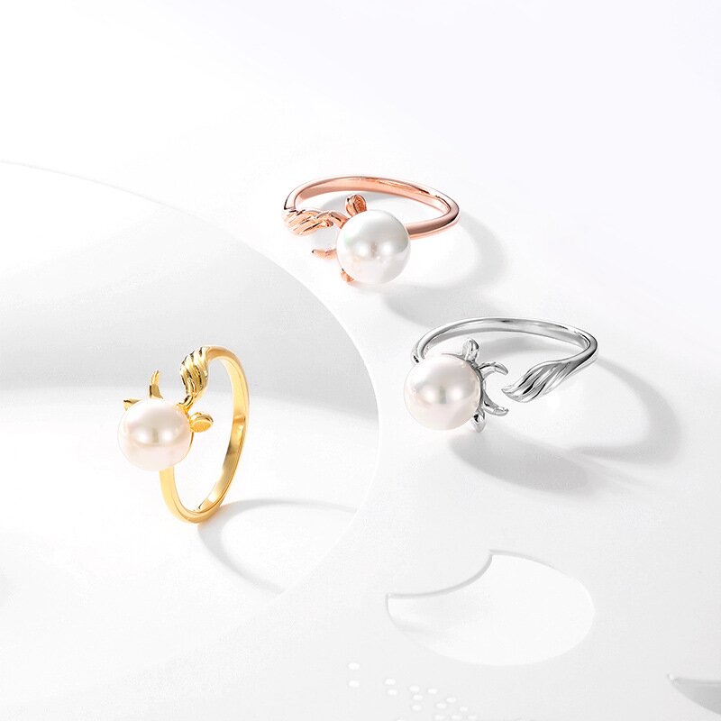 925 Sterling Silver Pearl Korean Style Ring