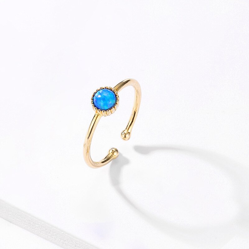 S925 Sterling Silver Gold Plated Opal Ring