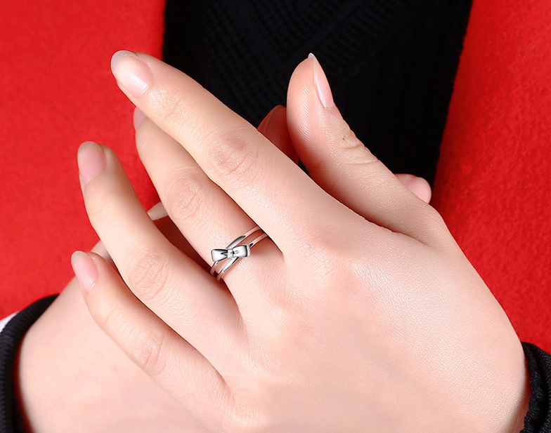 925 Sterling Silver Women's Fashion Bow Ring