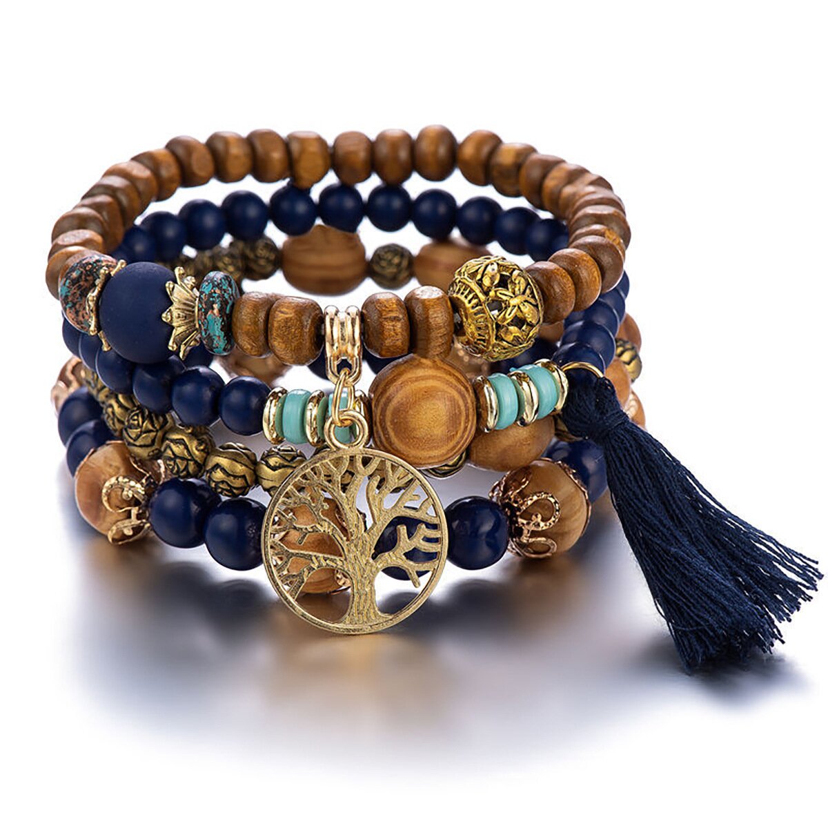 Multi-layer Beaded Wooden Bracelet