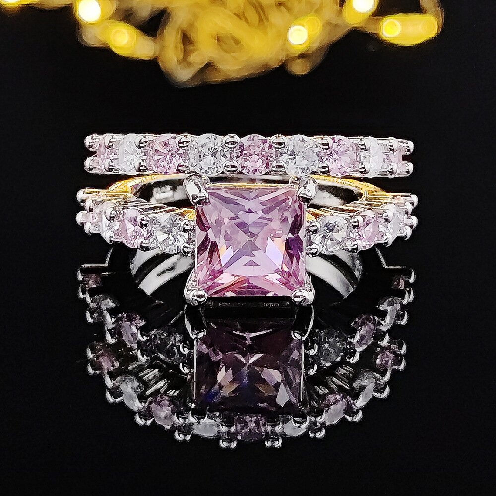 Plain Circle Pink Premium Combination Ring