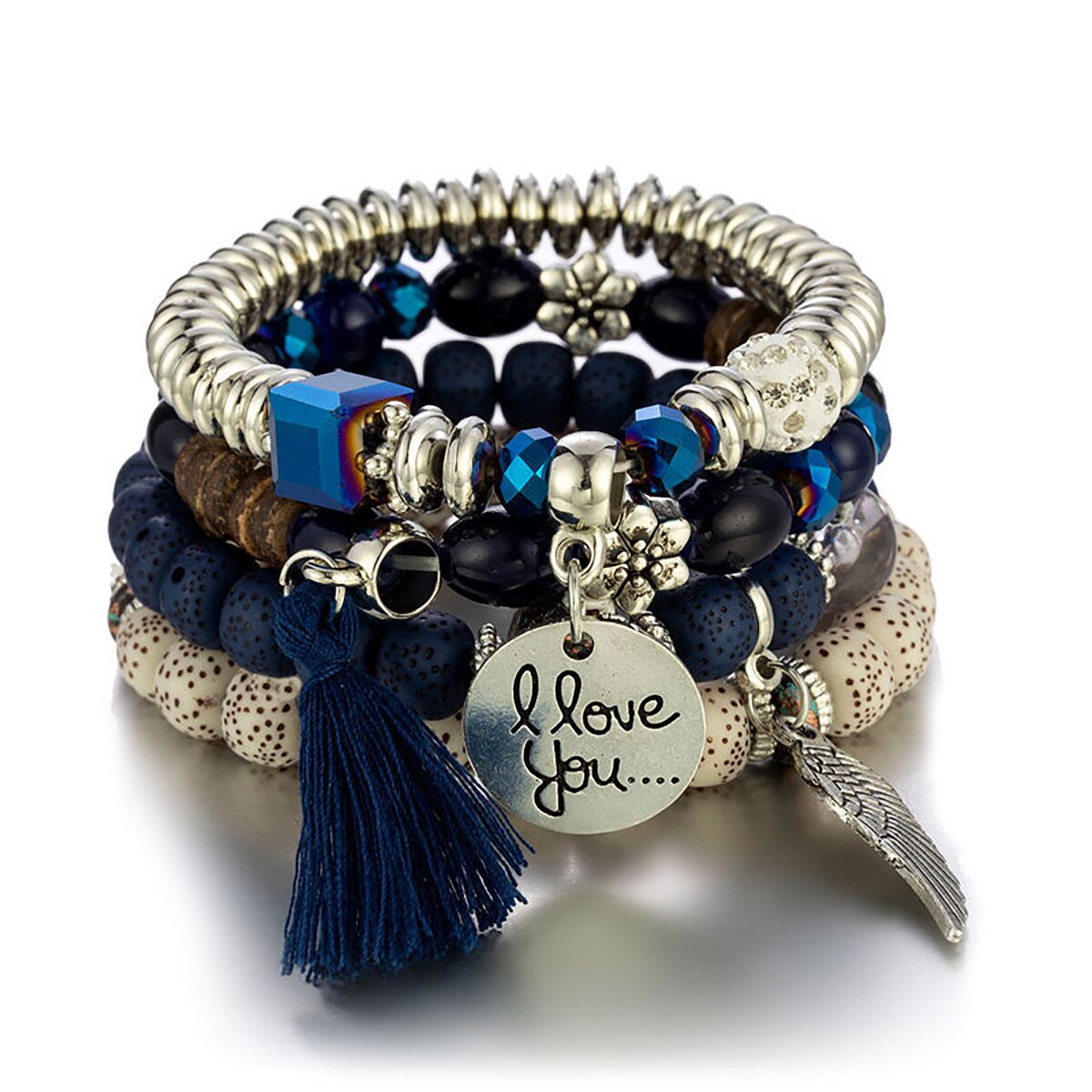 Multi-tiered Beaded Bracelet with Fringe