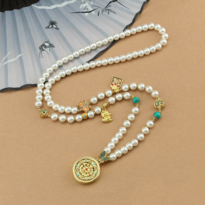 Chinese Bead Pearl Necklace Long Sweater Chain