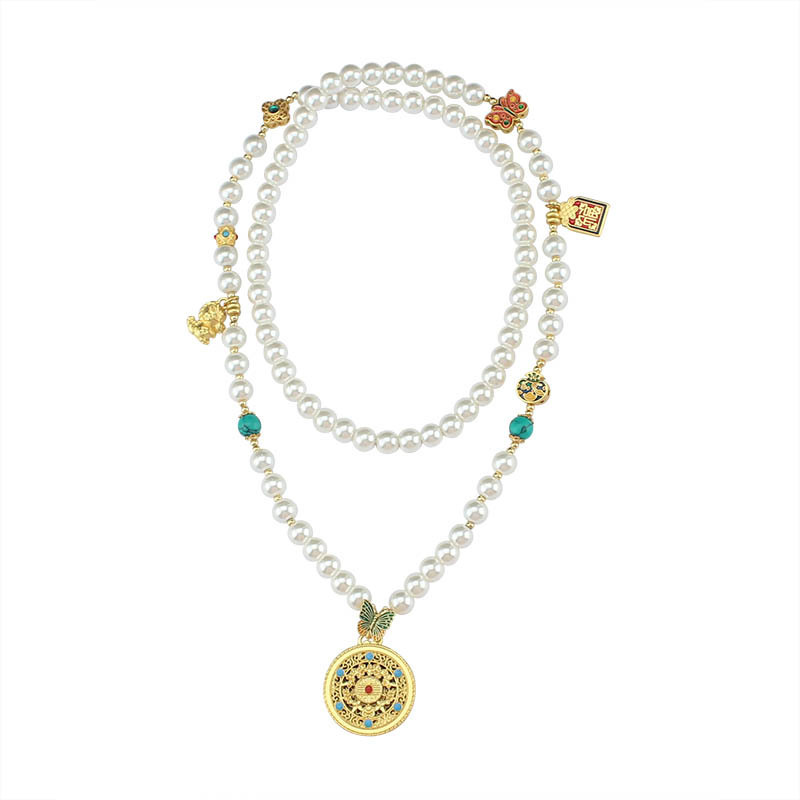 Chinese Bead Pearl Necklace Long Sweater Chain