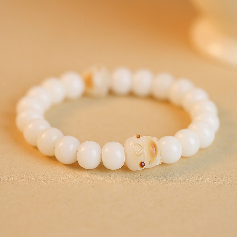 Natural White Jade Bodhi Bead Bracelet