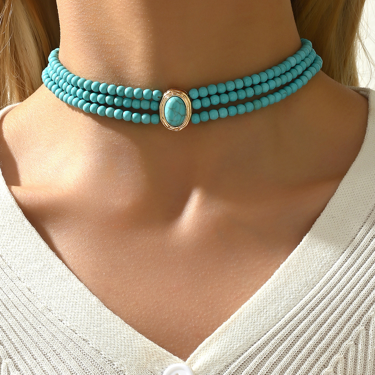 Vintage Bohemian Turquoise Multi-Layered Necklace