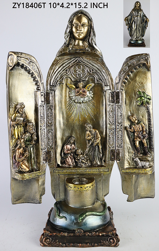 Mary with Nativity Resin Statue