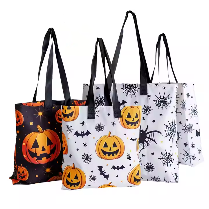 Halloween Canvas Reusable Tote Bags Treat or Trick