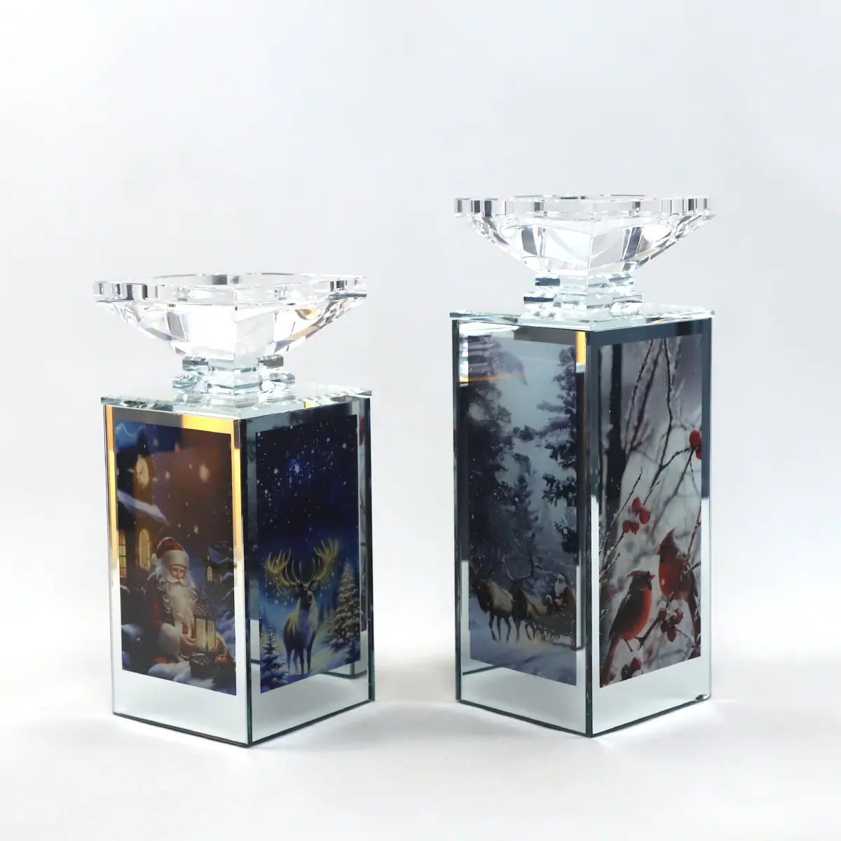 Christmas Crystal LED Candle Holder Festive Decor