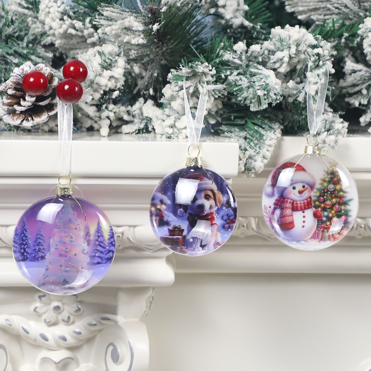 Custom Hand-painted Flat Glass Christmas Ball Ornament