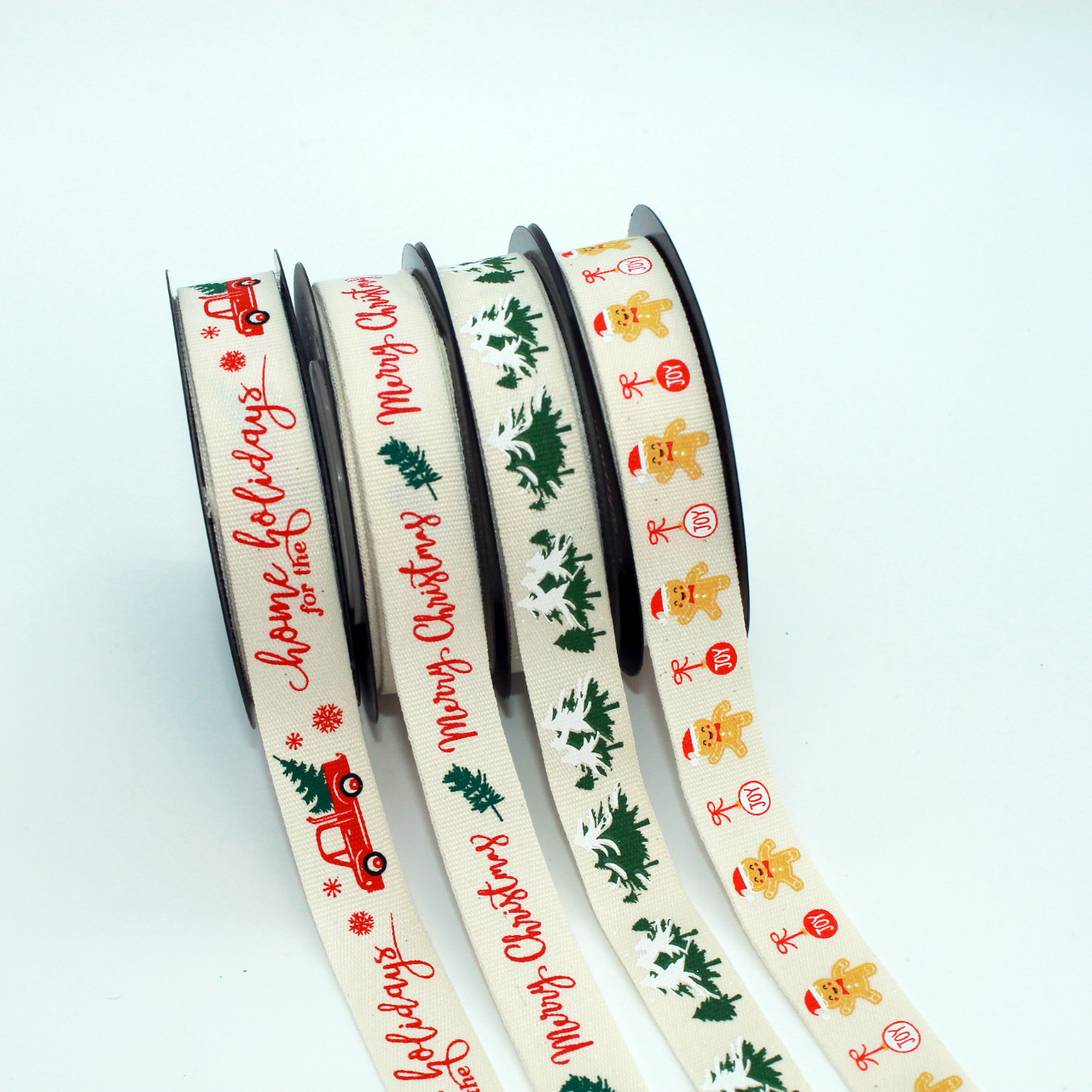 Christmas Printing Cotton Ribbon for Tree Decoration