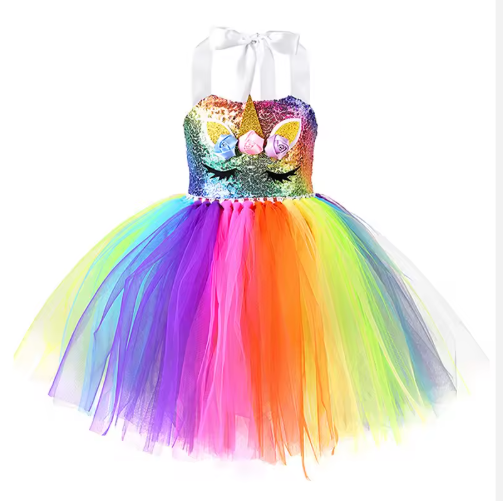 Gold Sequin Tulle Princess Dress