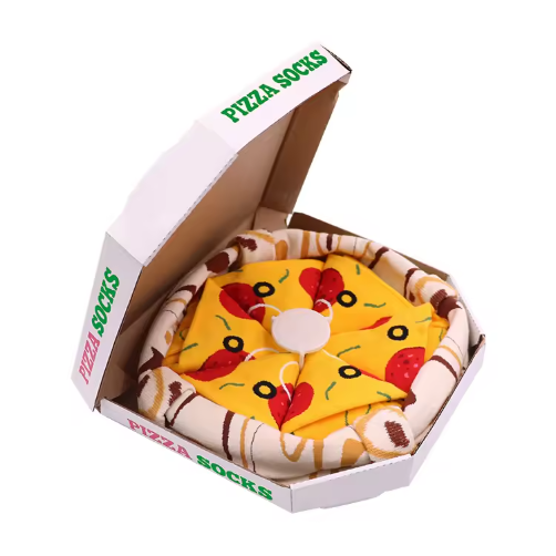 Women's Pizza-Themed Knit Socks in Boxed Packaging