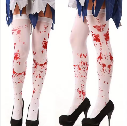 Bloody Over Knee Stockings and Gloves Halloween Costume Set