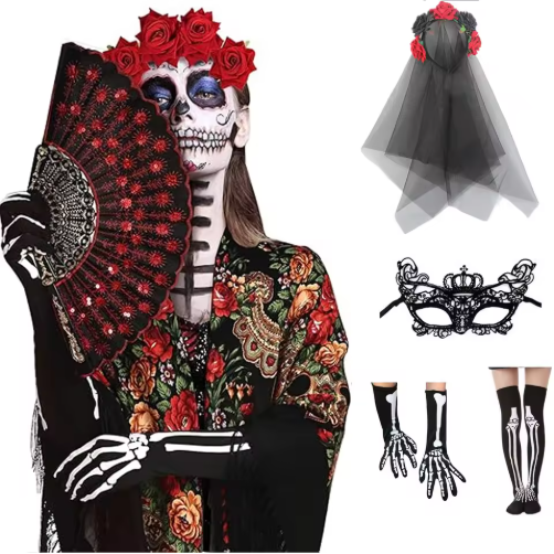 Halloween Day of The Dead Accessories Set for Women