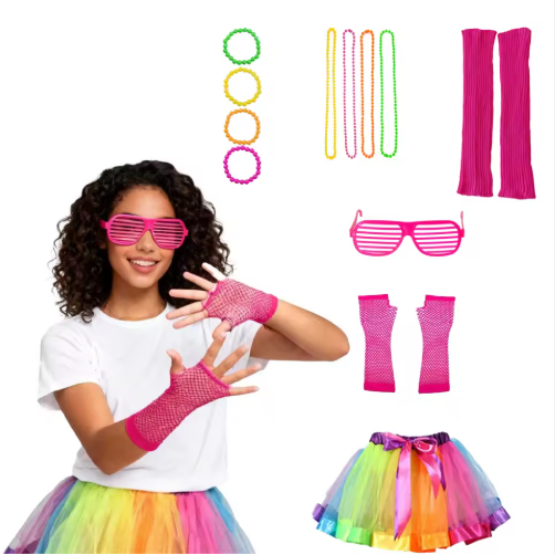 80s Costume Accessories Set with Tutu for Girls