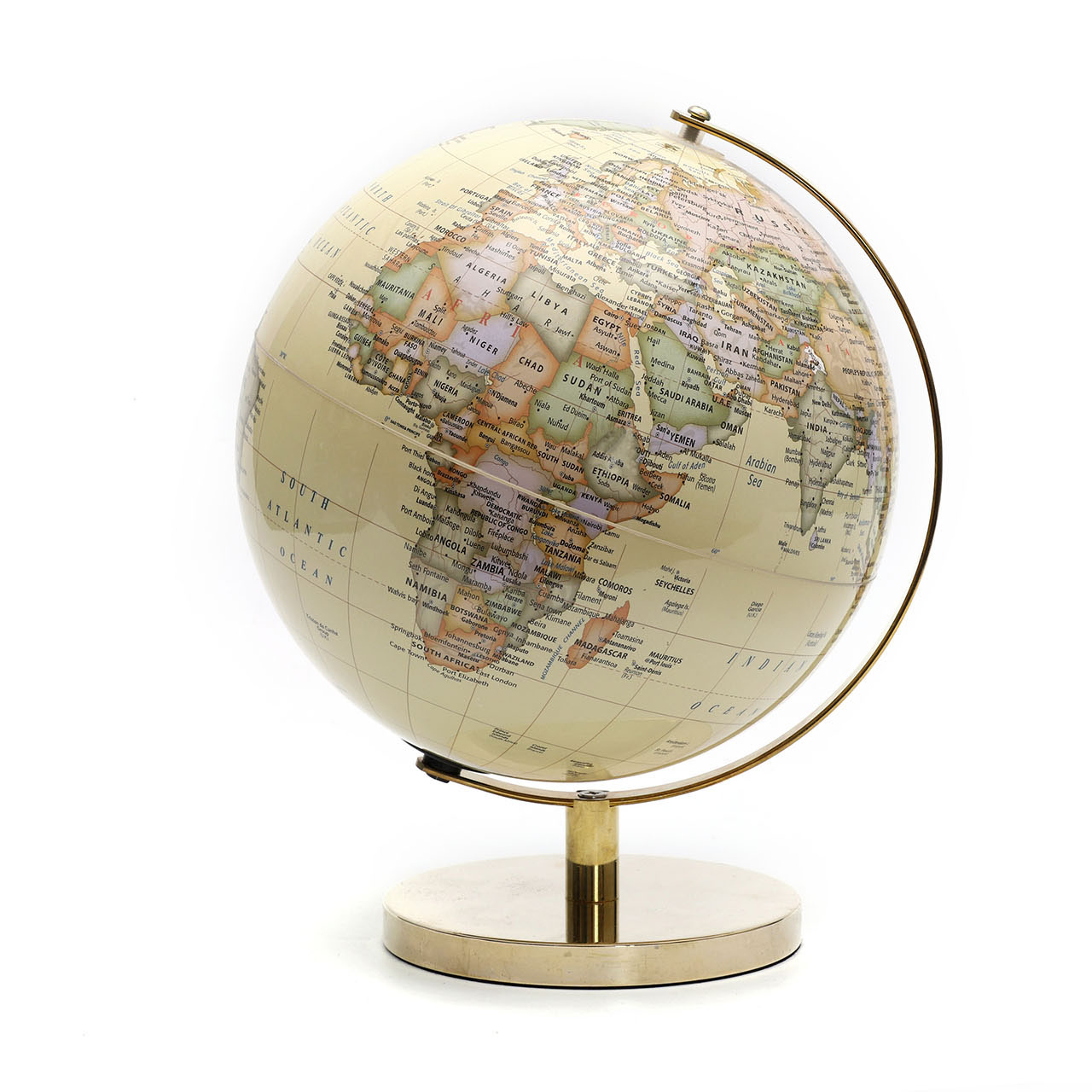 25cm Antique Globe with Metal Base