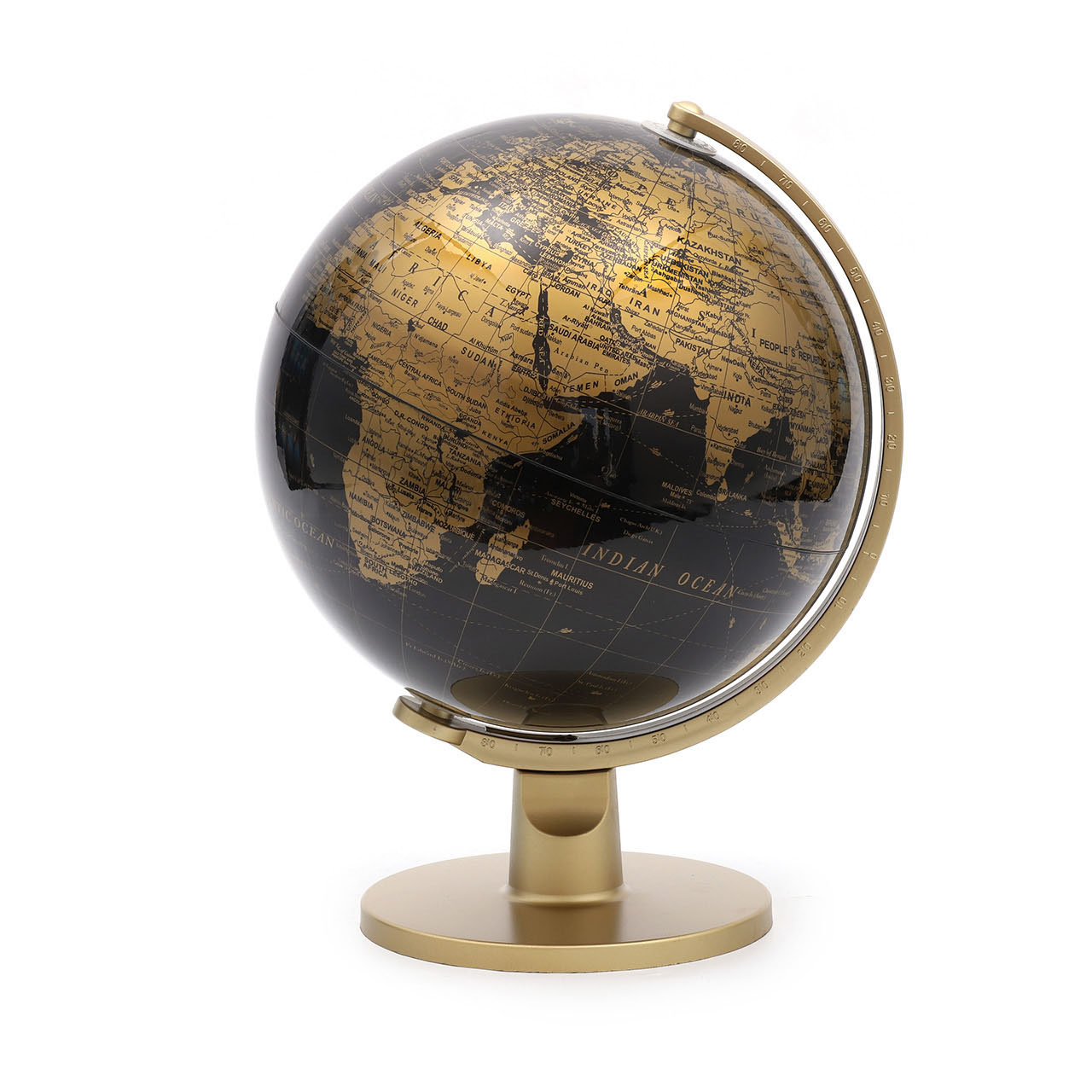 25cm Black Golden Globe with Plastic Base