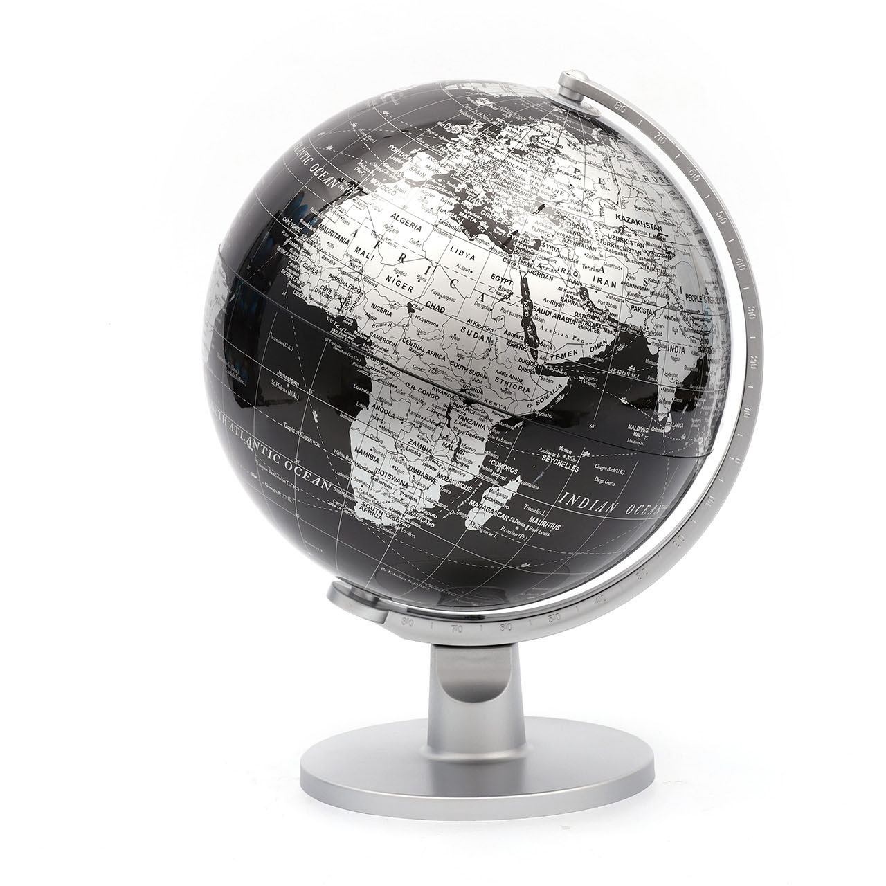 25cm Black Golden Globe with Plastic Base