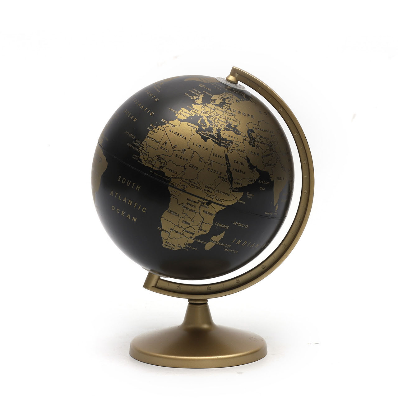 14.2cm Black Golden Globe with Plastic Base