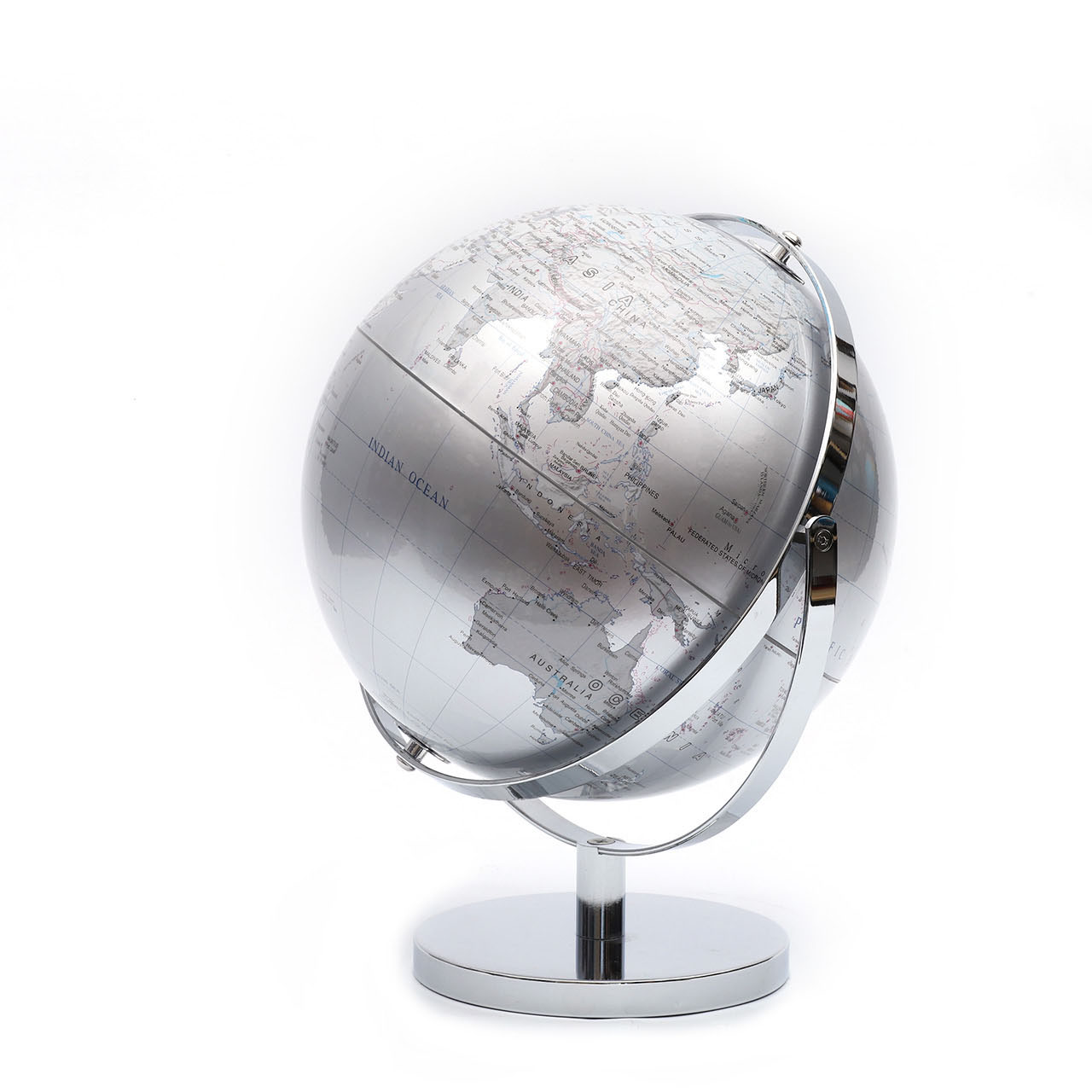 25cm Silver White Globe with Metal Universal Base