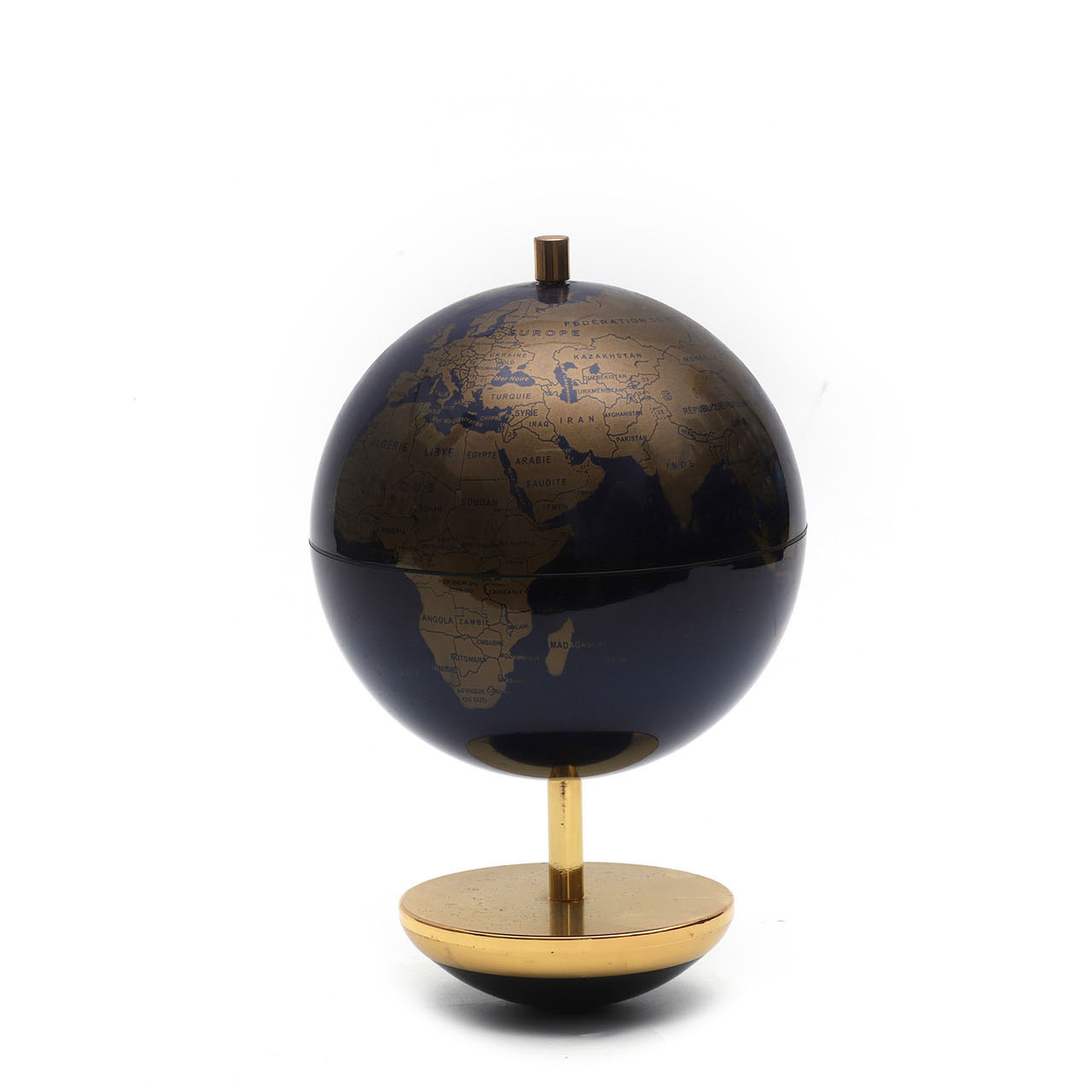 14.2cm Blue Gold French Globe with Metal Base