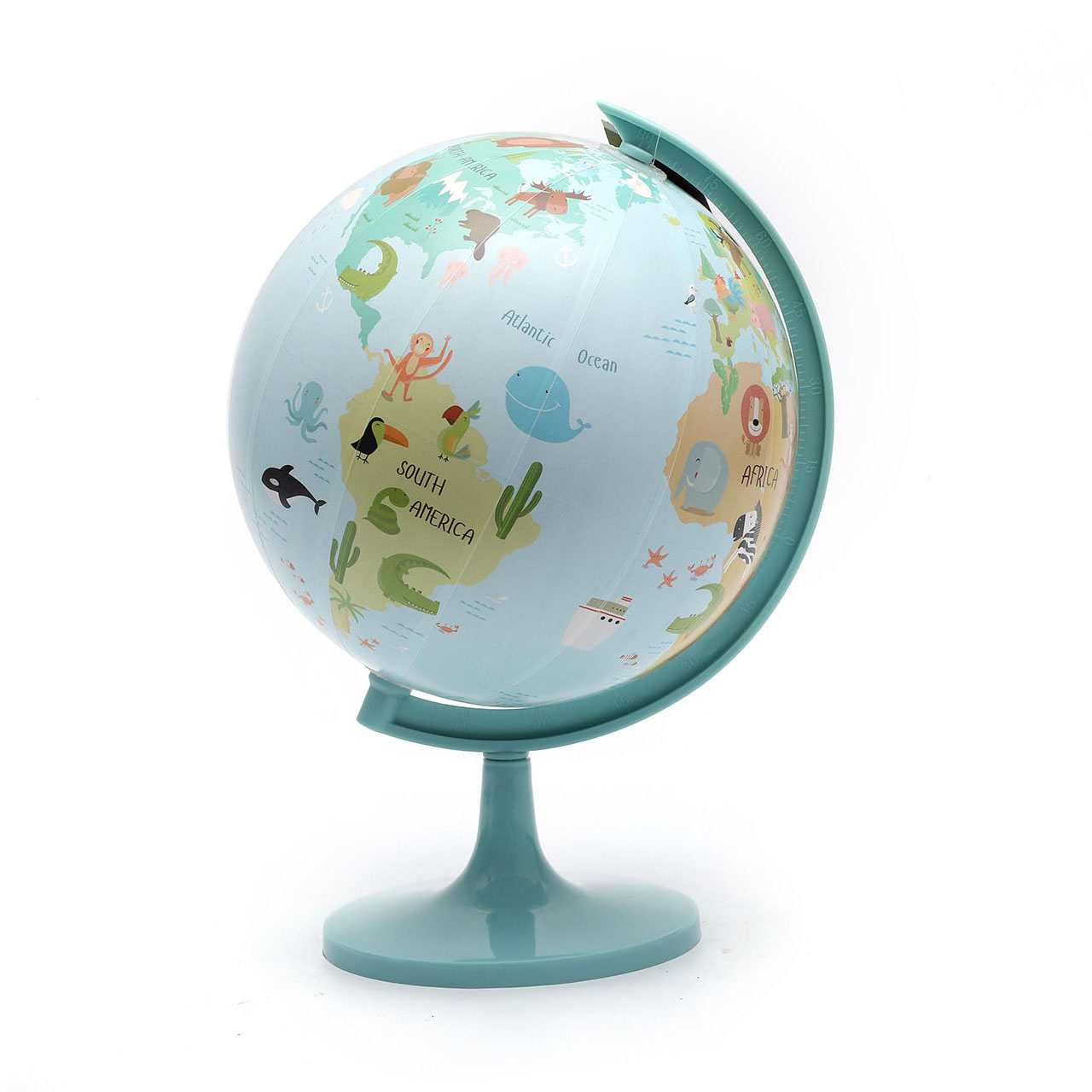 21.4cm Light Blue Animal Globe with Plastic Base