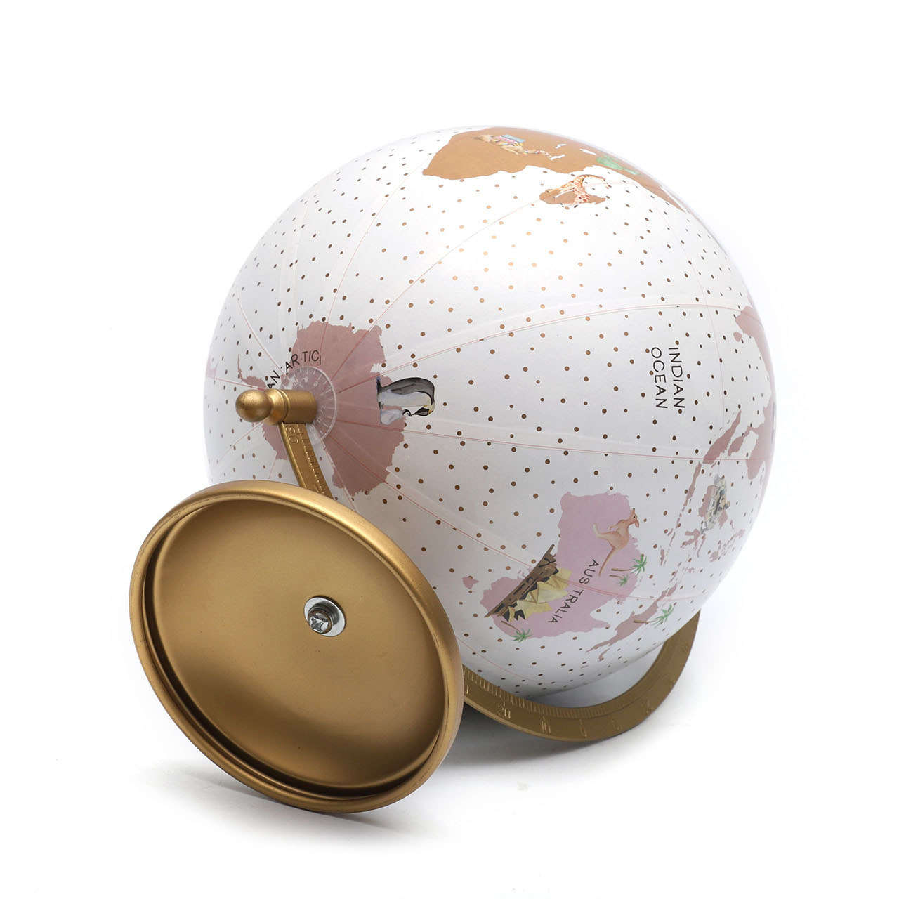 21.4cm Animal Light Pink Globe with Metal Base