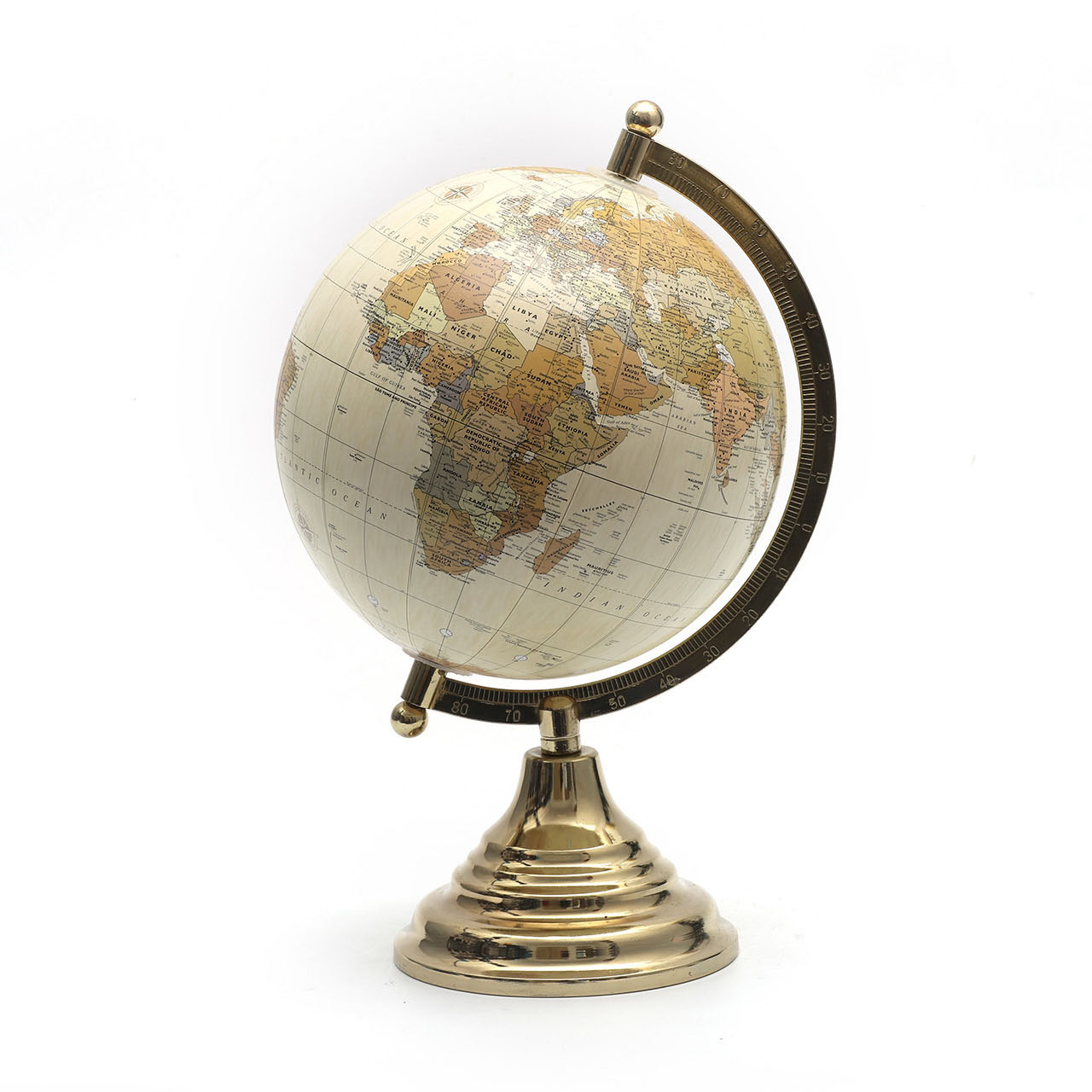 18.2cm Beige English Globe with Metal Base