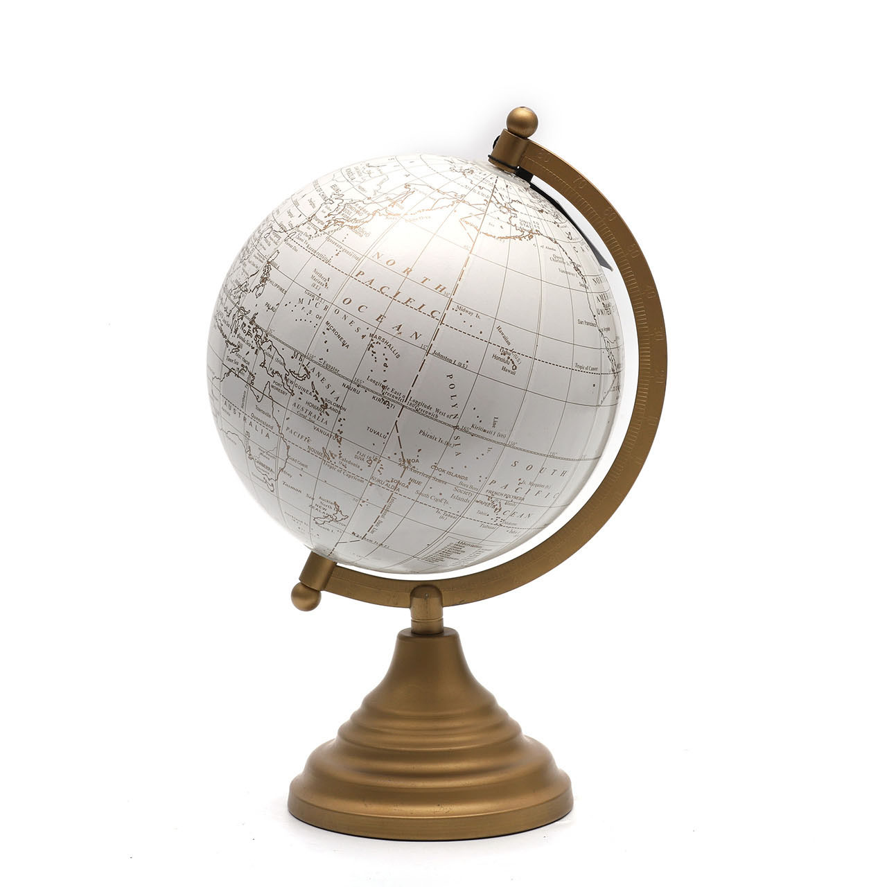 18.2cm White Golden English Globe with Metal Base