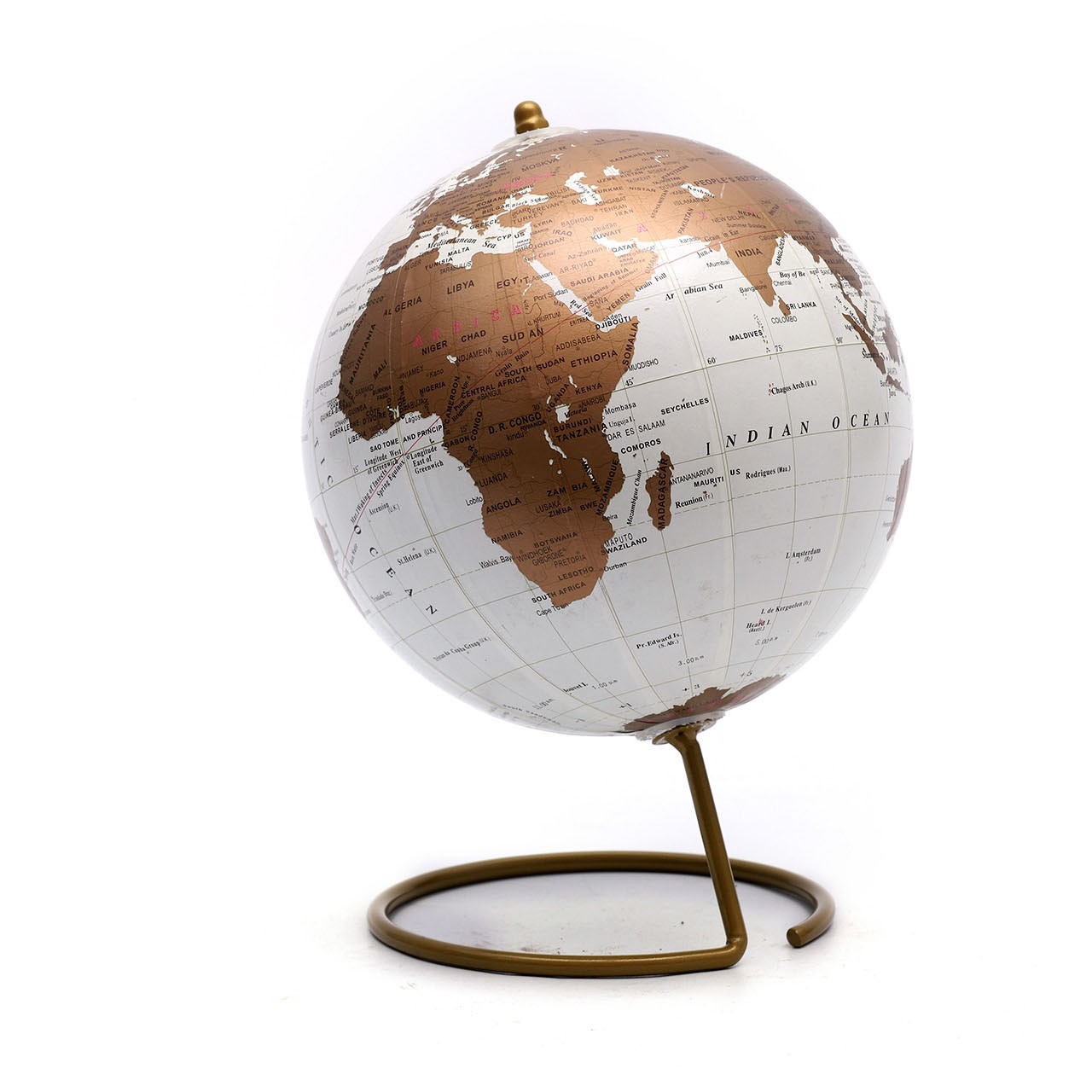 14.2cm White Golden English Globe with Metal Base