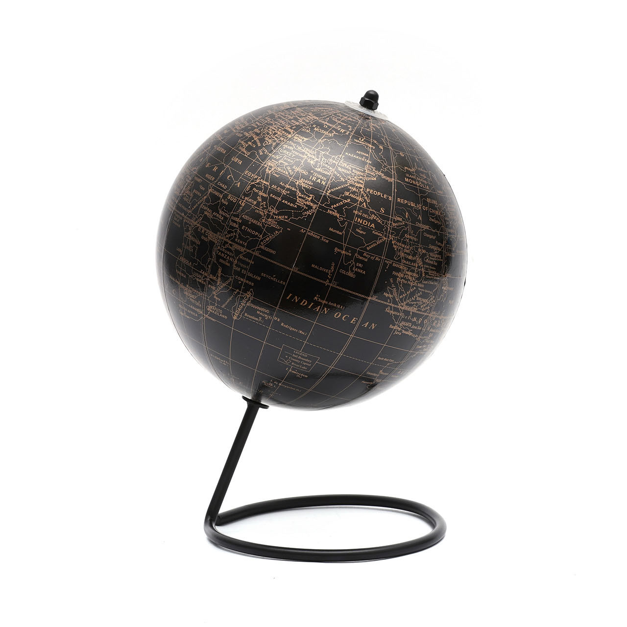14.2cm Black Golden English Globe with Metal Base