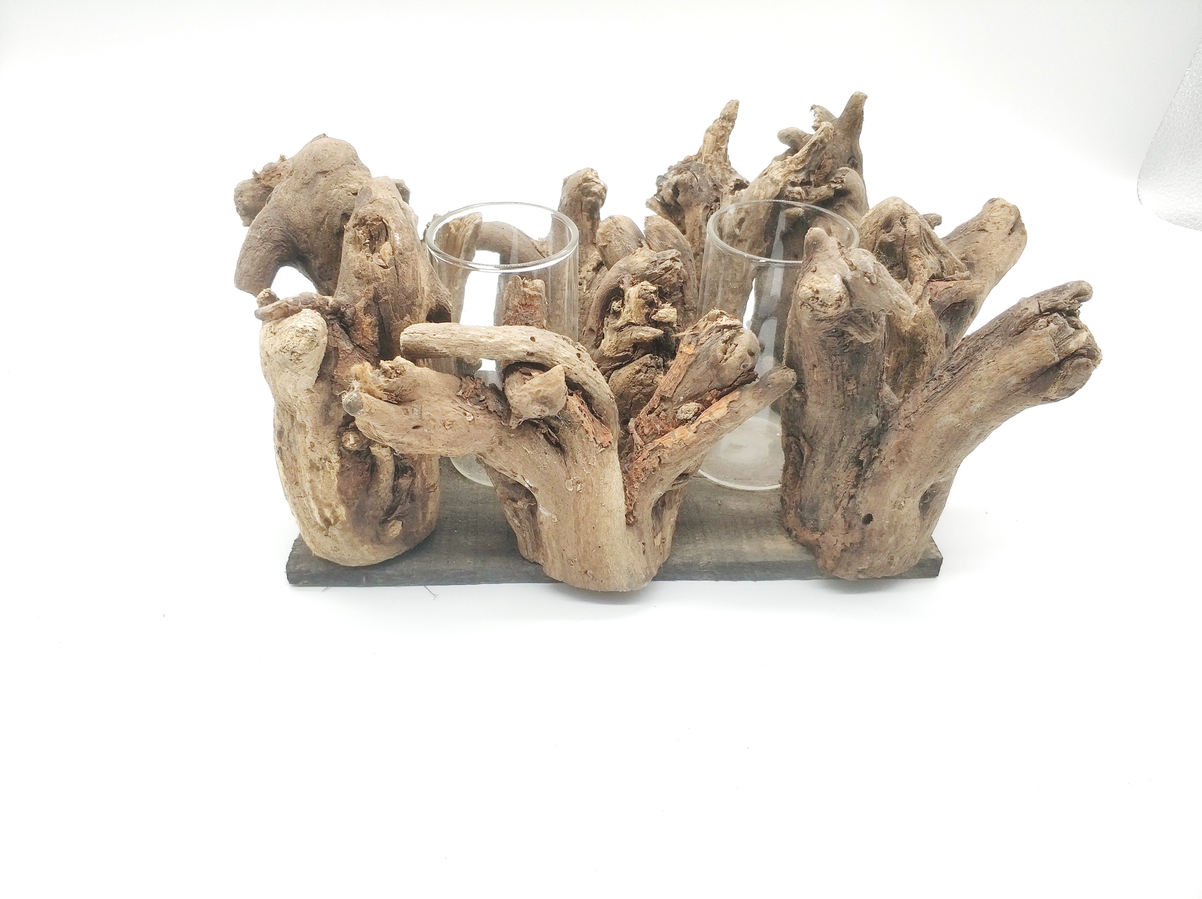 Wooden Decorative Display with Dried Flowers