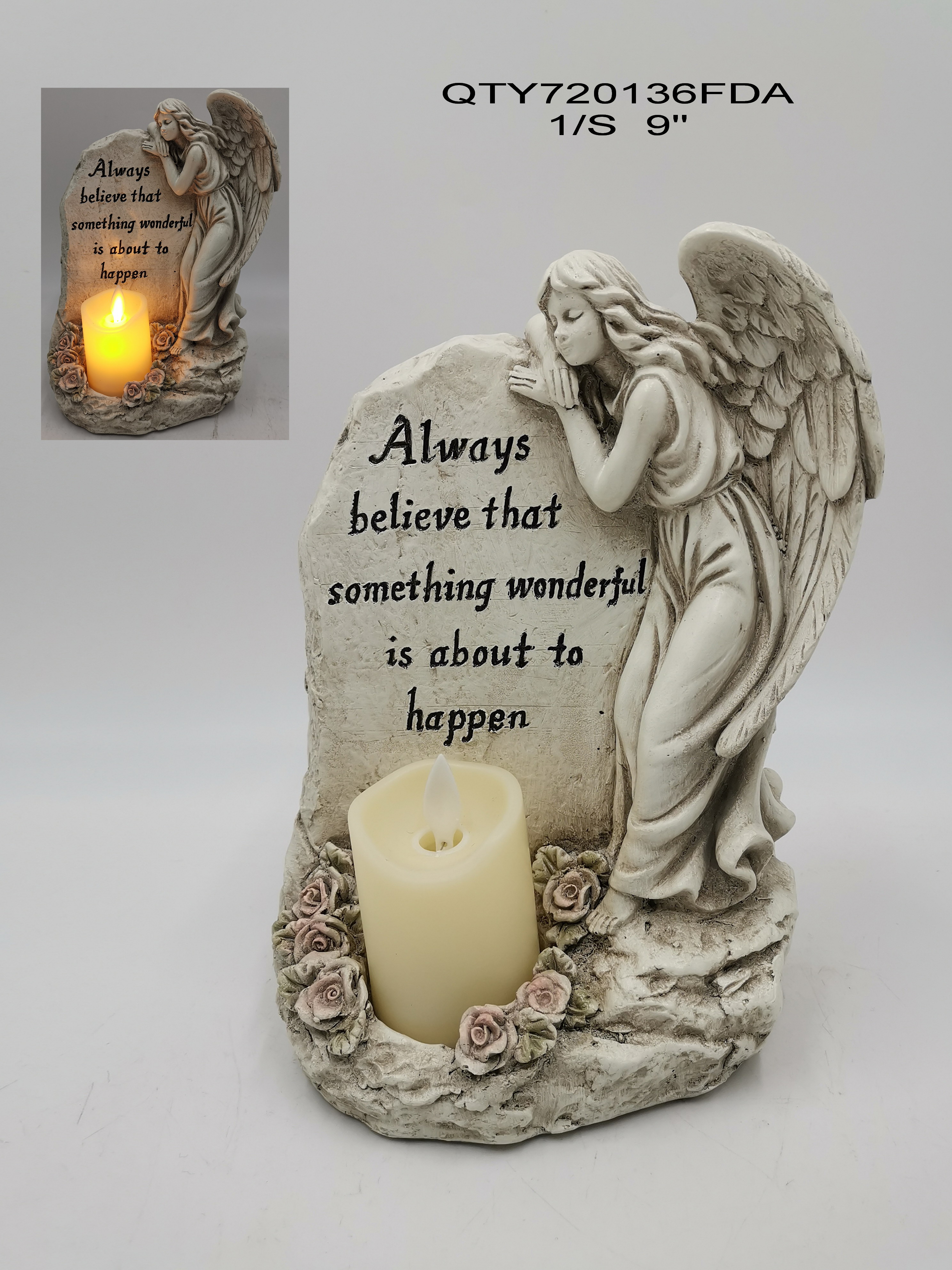 Garden Cemetery Angel Decoration with LED Candle