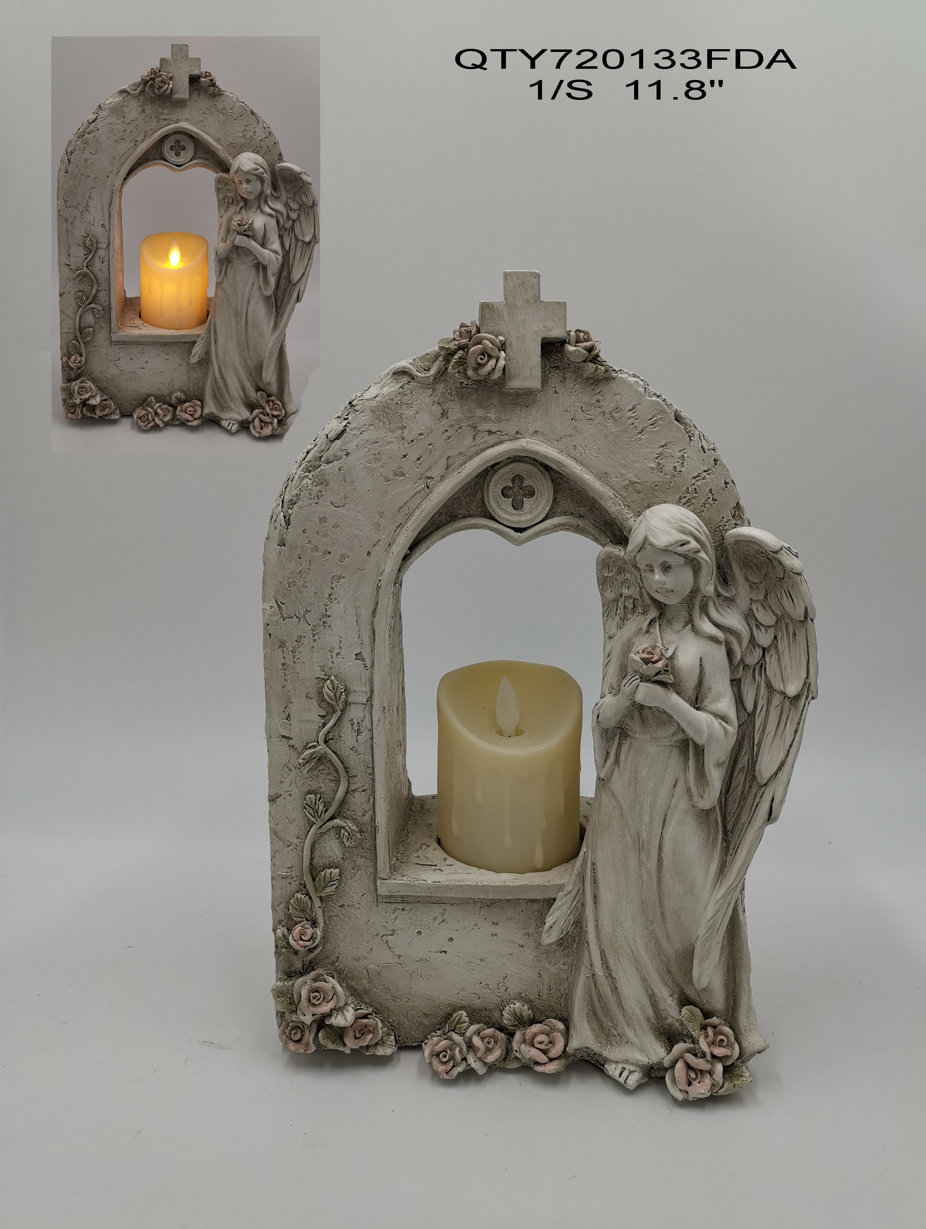 Cemetery Angel Garden Decoration with LED Candle