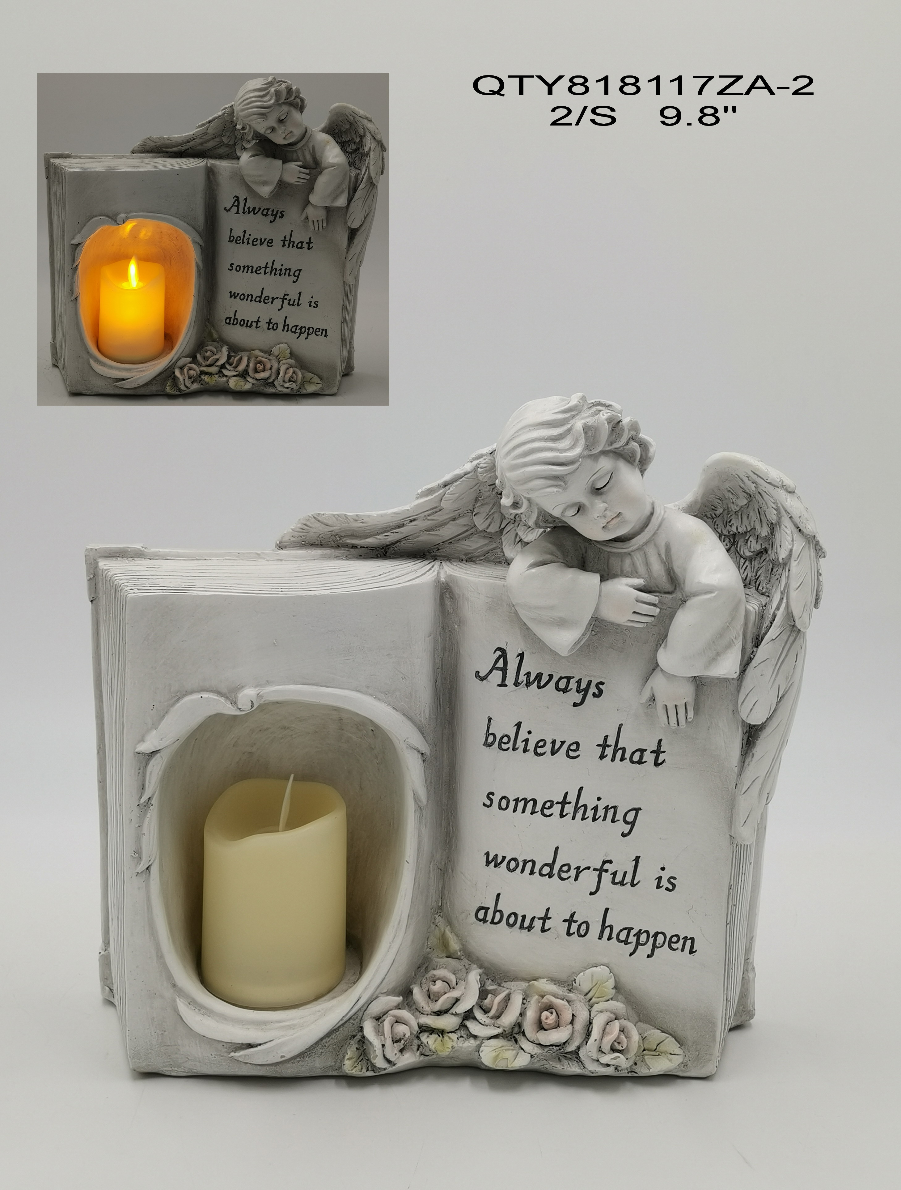 Cemetery Angel Garden Decoration with LED Candle