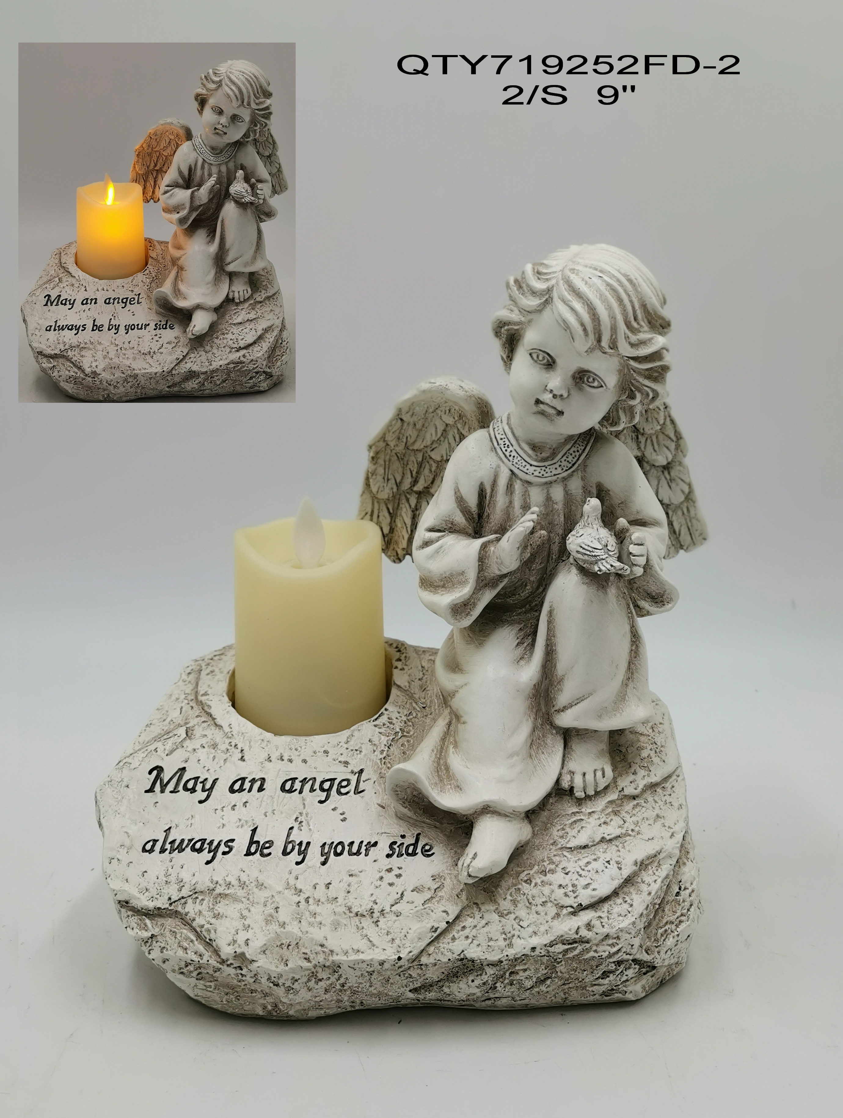 Garden Cemetery Angel Decoration with LED Candle