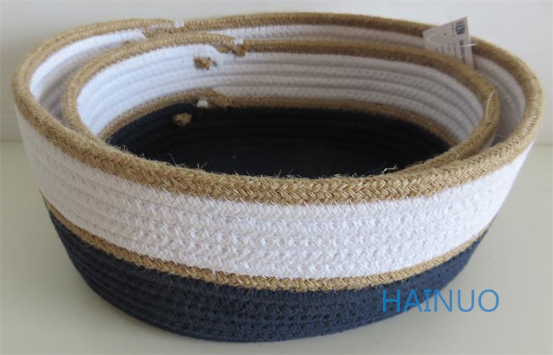 Oval Cotton and Hemp Storage Basket