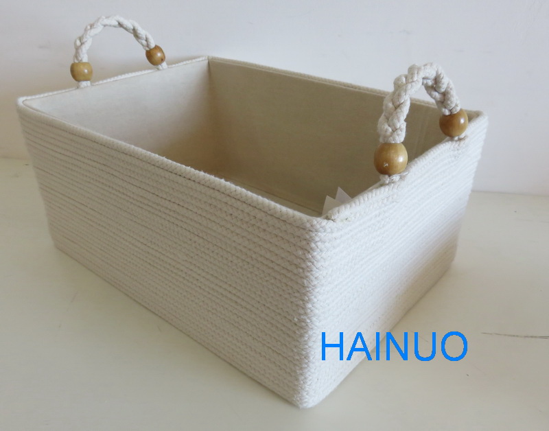 Rectangular Cotton Rope Storage Basket