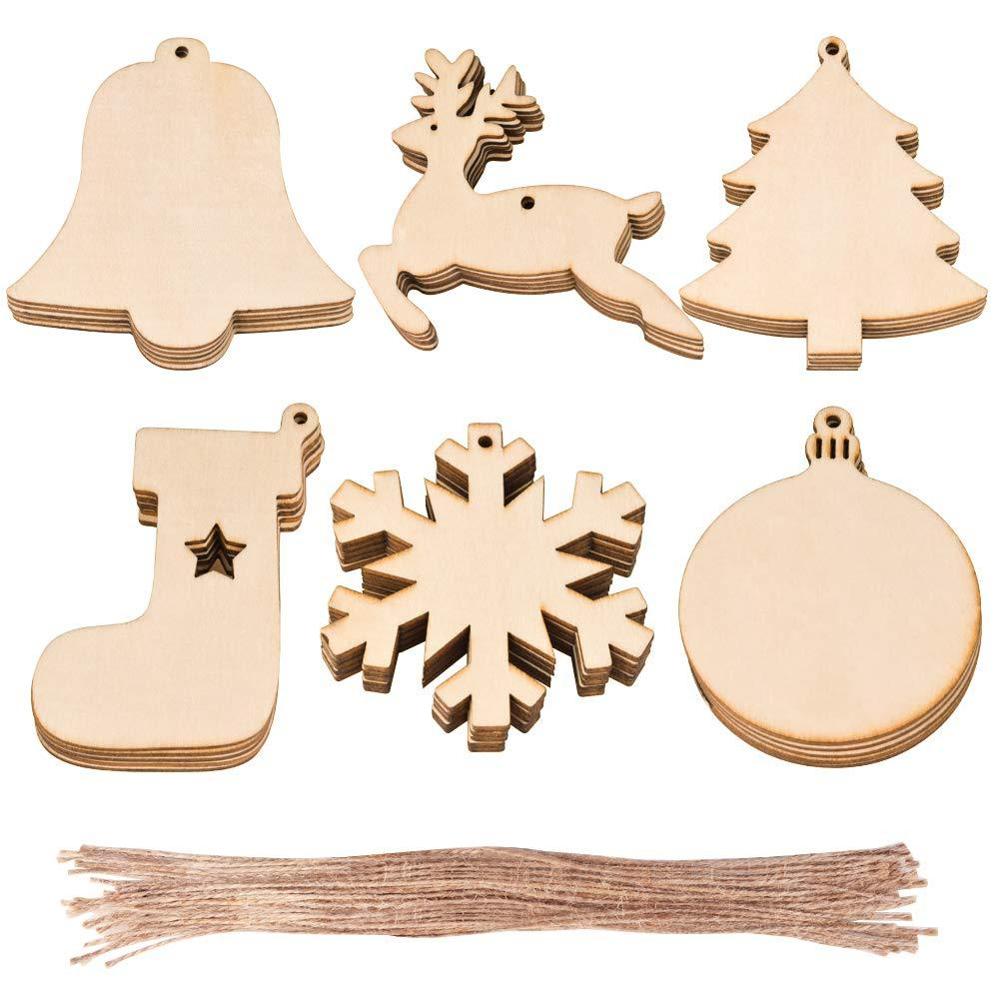 Kingwillow Wood Christmas Ornaments Wooden Hanging Tags